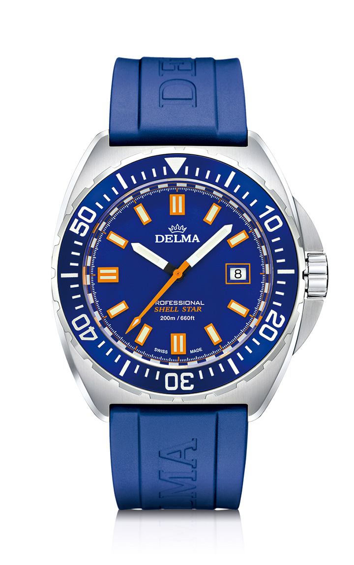 Delma Shell Star with blue dial and blue rubber strap