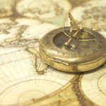 Worldmap with sundial watch