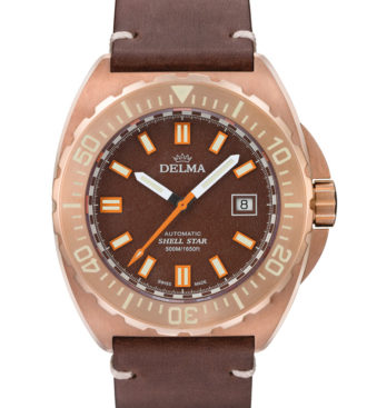 Delma Shell Star Bronze with brown dial and brown genuine leather strap