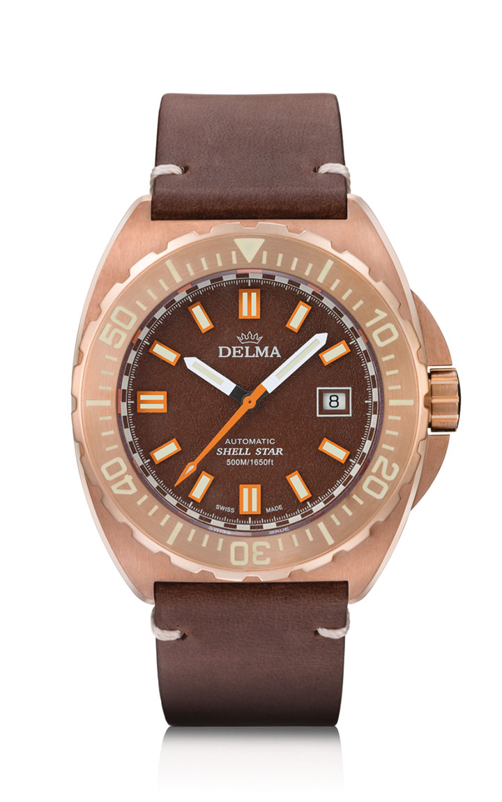 Delma Shell Star Bronze with brown dial and brown genuine leather strap