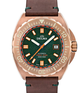 Delma Shell Star Bronze with green dial and brown genuine leather strap