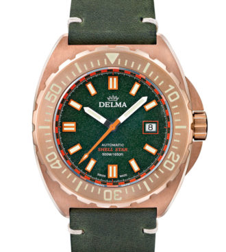 Delma Shell Star Bronze with green dial and genuine leather strap