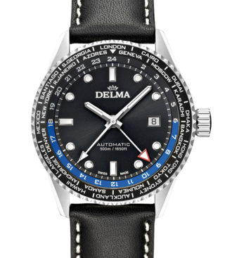 Delma Cayman Worldtimer Automatic watch with black dial