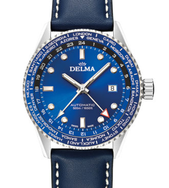 Delma Cayman Worldtimer Automatic watch with blue dial