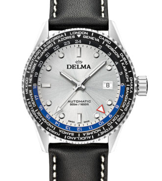 Delma Cayman Worldtimer Automatic watch with silver dial