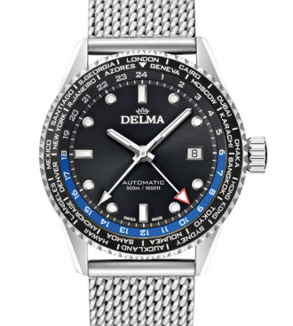 Delma Cayman Worldtimer Automatic watch with black dial