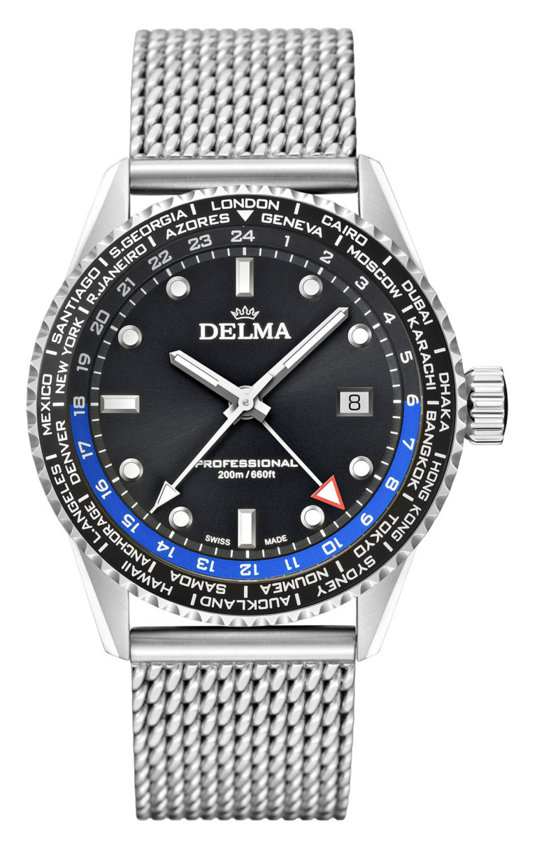 DELMA Cayman Worldtimer with black dial