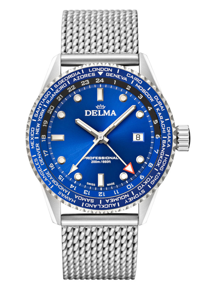 DELMA Cayman Worldtimer with blue dial