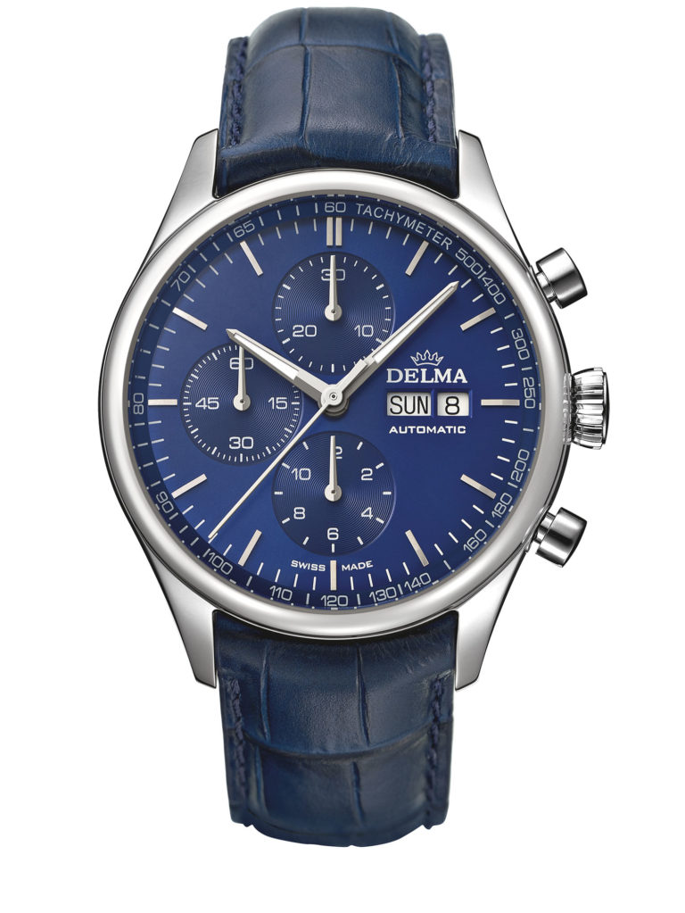 Delma Heritage Chronograph with blue dial