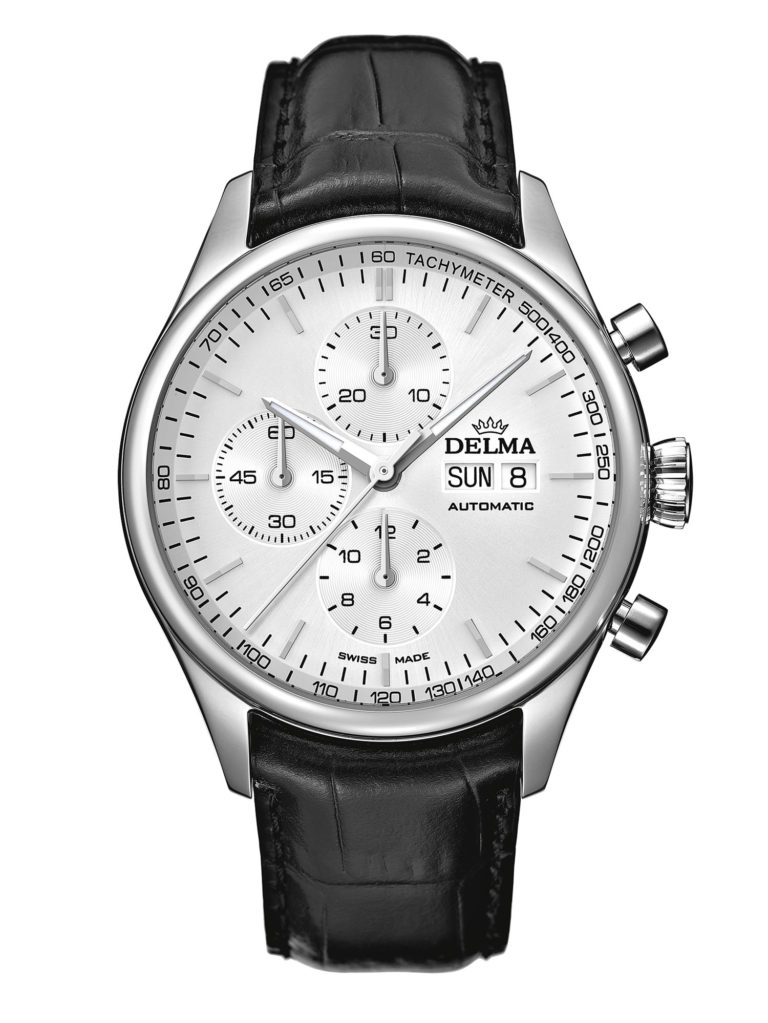 Delma Heritage Chronograph with silver dial