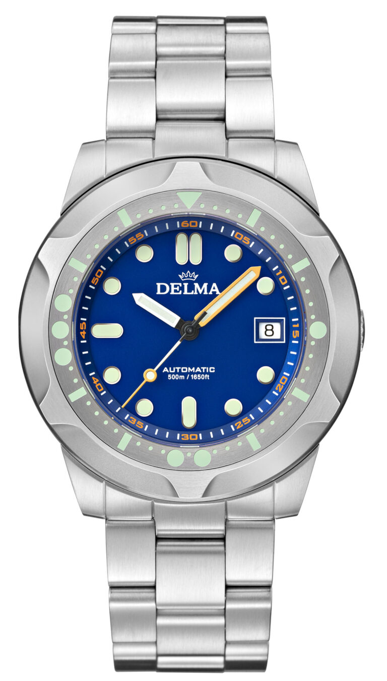 DELMA Quattro with blue dial in stainless steel