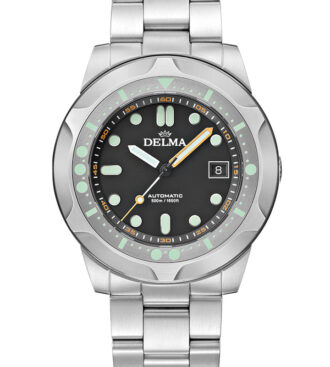 DELMA Quattro with black dial in stainless steel