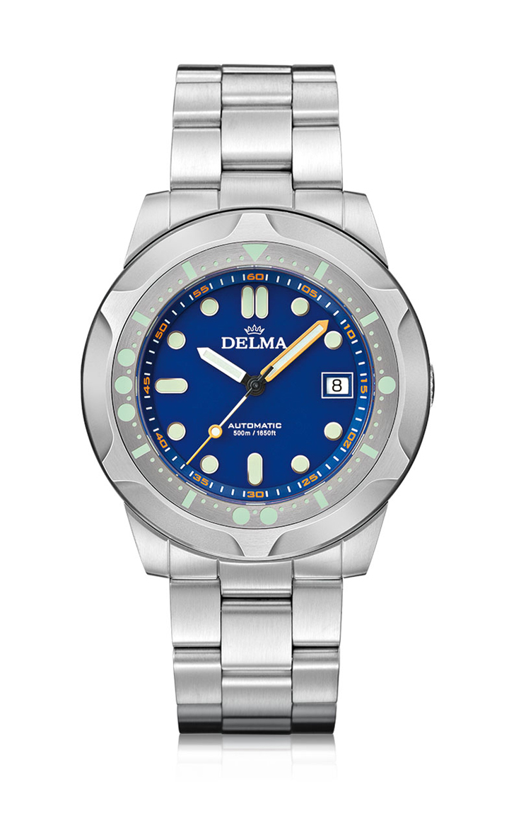 DELMA Quattro with blue dial in stainless steel