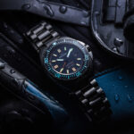 Delma Shell Star Titanium with black dial and dive gear